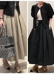 Pra Maxi Skirt (Black/Beige) (will ship within 1~2 weeks)