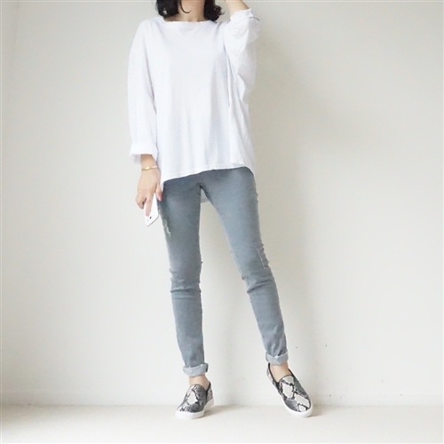(2nd Reorder) Wide Sleeve Tee (Ivory/Khaki/Charcoal)
