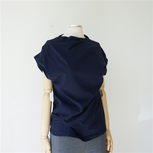 Navy Pintuck Detail T