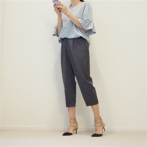 SkyBlue Unique Ruffle Sleeve Good Cotton T