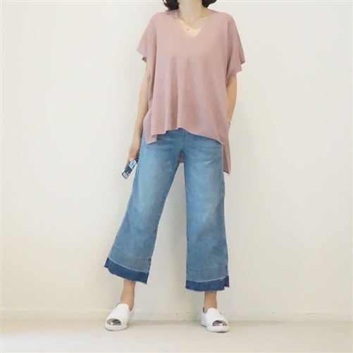 Pink V Neck Summer Knit