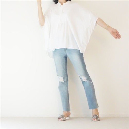 White Shirring Blouse
