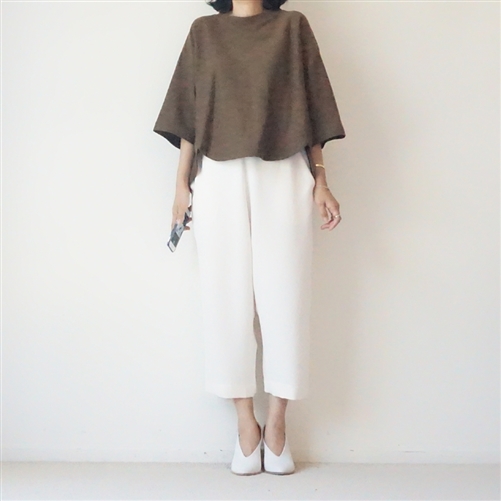 KhakiBrown Unique Side Detail Black Label Top