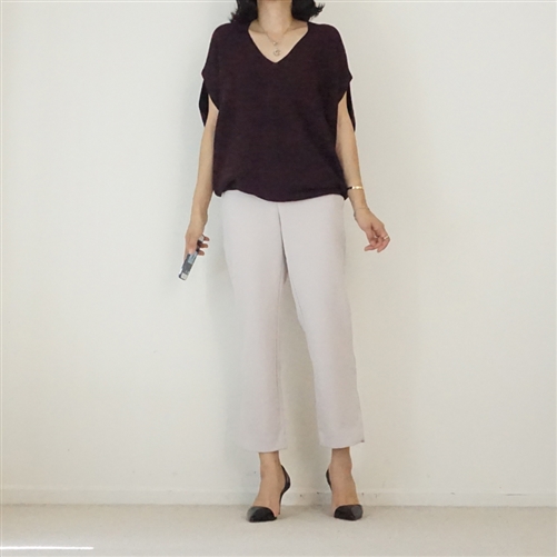 (Best; 2nd Reorder) Wine Both V Neck Knit
