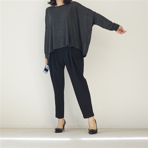 Charcoal Silky Divided Lines Knit