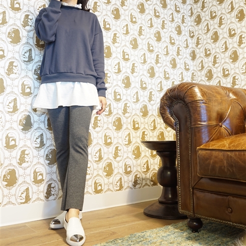 Navy Frill Neck Man to Man T