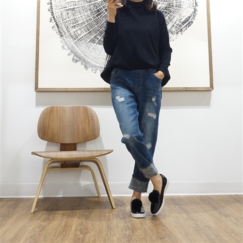 (Best; 3rd Reorder) Black Half Turtle Neck Very Soft Knit