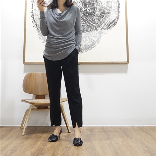 Gray Shirring Knit Top