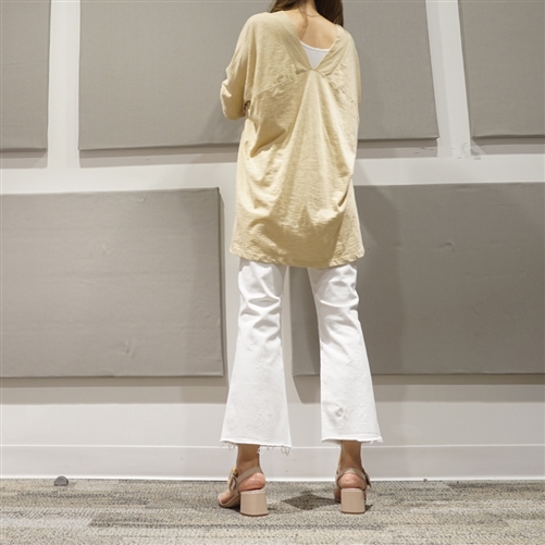 Beige Both Side V Neck T