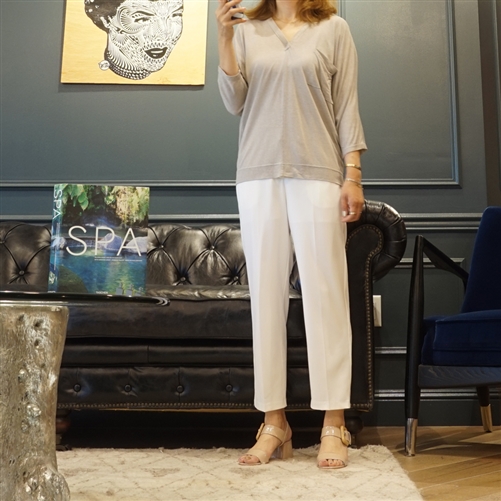 Beige Open Neck Top