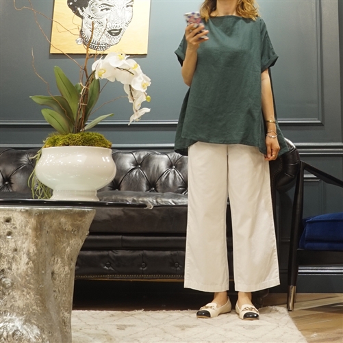 (Best; 2nd Reorder) Green Linen Cabra Top