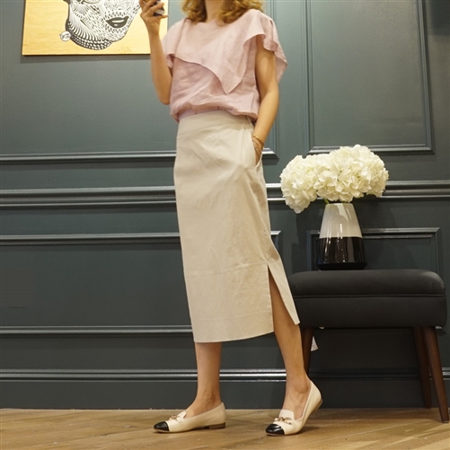 (Best; 2nd Reorder) Linen Blouse (Light Lavender/ Light Beige)