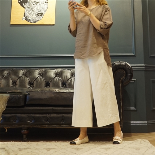 (Best; 2nd Reorder) Brown Unique Shoulder Linen Blouse