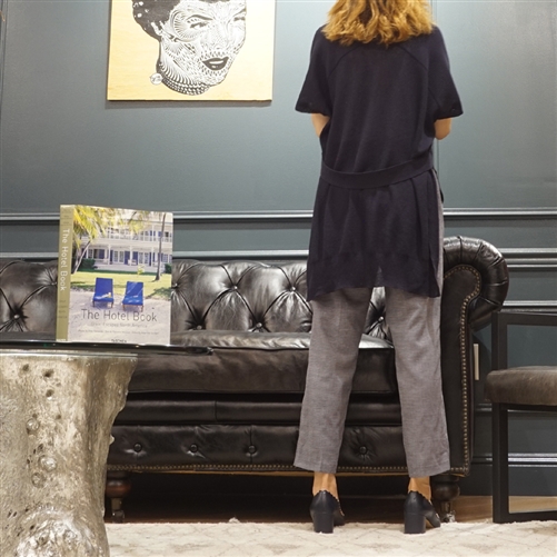 (Best; 2nd Reorder) Navy V Neck Back Belt Knit