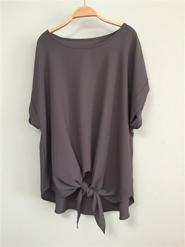 (Pre-Order) Charcoal Tied Blouse