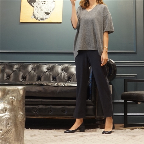 (Best; 2nd Reorder) Gray Cashmere V Neck Knit