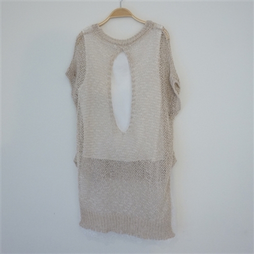 (BeachDaySpecial; Pre-Order) Back Open Knit (Beige/Black) (will ship within 1~2 weeks)