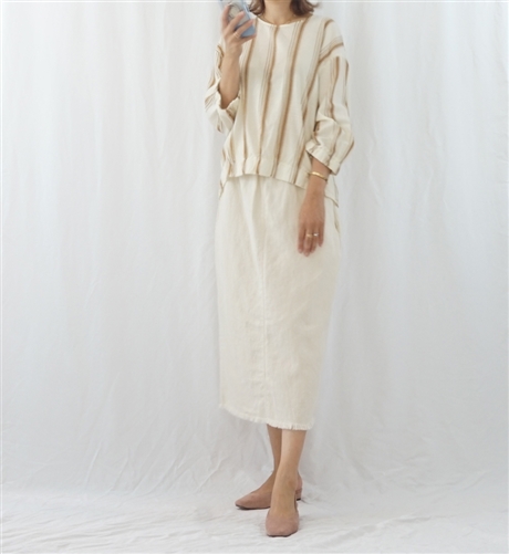 (Best; 2nd Reorder) Brown Cotton 100 Stripe Blouse