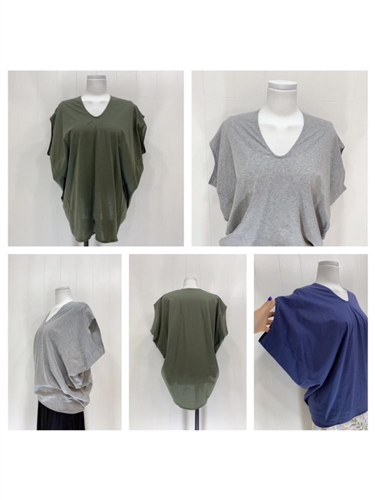 V Neck Stylish Top (Black/Blue/Gray/Green) (will ship within 1~2 weeks)