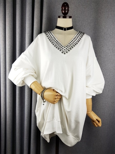 Hand made studded Top (Black/Gray/Ivory) (will ship within 1~2 weeks)