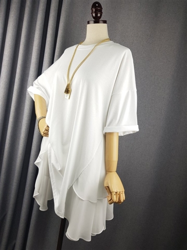 Layered Chiffon Top (Ivory/Black) (will ship within 1~2 weeks)