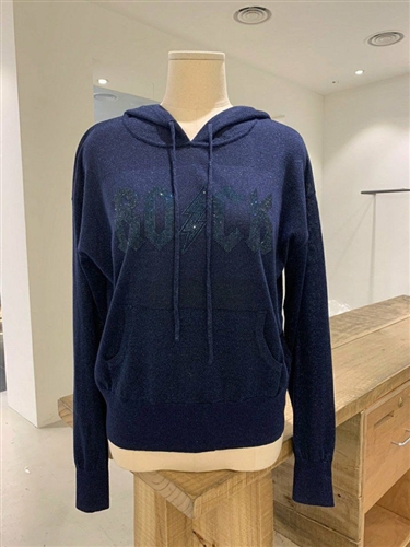 Navy Rock Knit Hoodie (S/M/L) (will ship within 1~2 weeks)