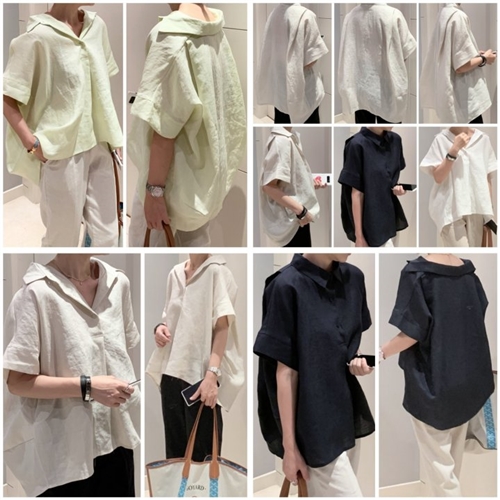 Balen Linen Shirt (Beige/Ivory/Navy/Merona) (will ship within 1~2 weeks)