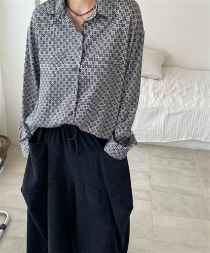Brown Print Shirt (will ship within 1~2 weeks)