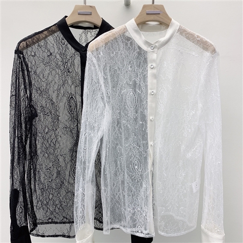 The Row Mesh Blouse (Black/White) (will ship within 1~2 weeks)
