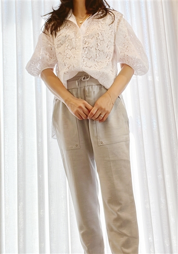 Lace Blouse (White/Black/Brown)  (will ship within 1~2 weeks)