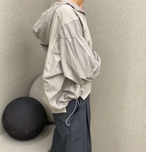 Beige Gray Isabel Hoodie Blouse  (will ship within 1~2 weeks)