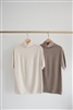 Wool Cashmere WholeGarment Knit (Ivory/Brown)  (will ship within 1~2 weeks)