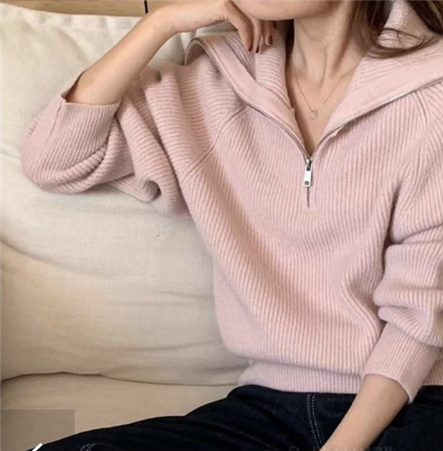 Pink Half Zip Up Knit (will ship within 1~2 weeks)