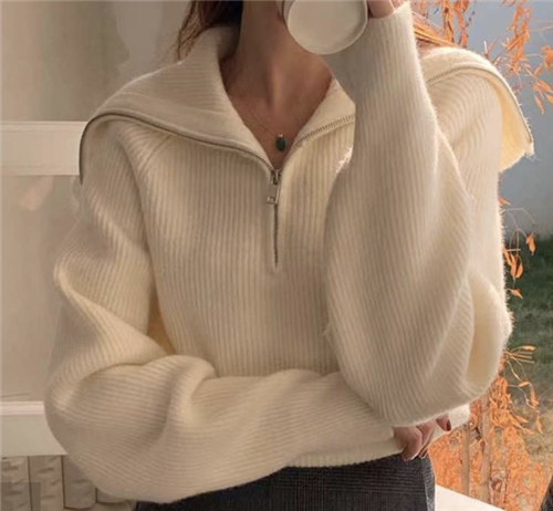 Ivory Half Zip Up Knit (will ship within 1~2 weeks)
