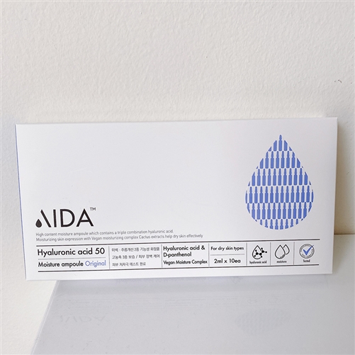 Aida Hyaluronic acid 50 Moisture ampoule Original (2021 Plastic Vials) 10ea