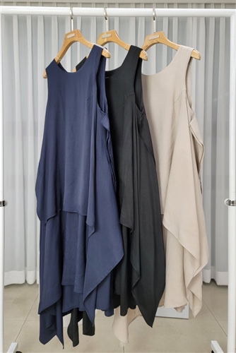 Unbalanced dress (Black/Gray/Navy) (will ship within 1~2 weeks)