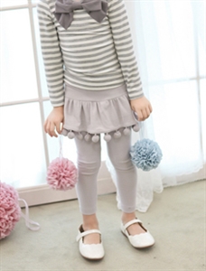 Pom Pom Skirt Leggings (Pink/Gray) (Age5~6)