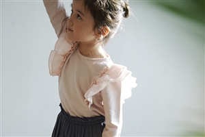 Frill Top (Pink/Ivory) (Size : 9 - 5~6T)