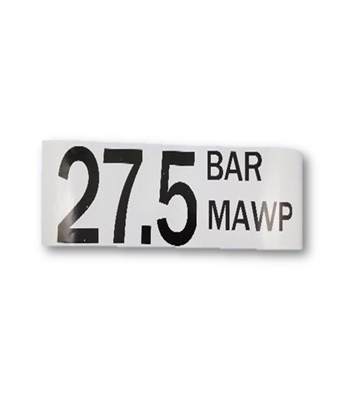 "27.5 BAR MAWP" DECAL - 2" LETTERS