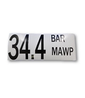 "34.4 BAR MAWP" DECAL - 2" LETTERS