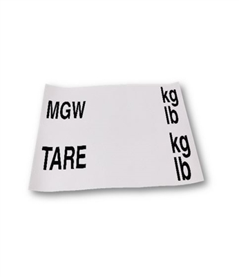 WEIGHT DECAL - BLANK - INCLUDES MGW & TARE