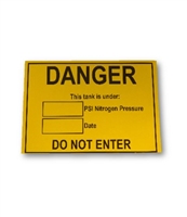 NITROGEN DANGER DECAL - 4" X 6" - INCLUDES SPACE FOR PRESSURE AND DATE - BLACK LETTERS ON YELLOW...