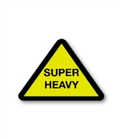 "SUPER HEAVY" TRIANGLE DECAL - BLACK ON YELLOW