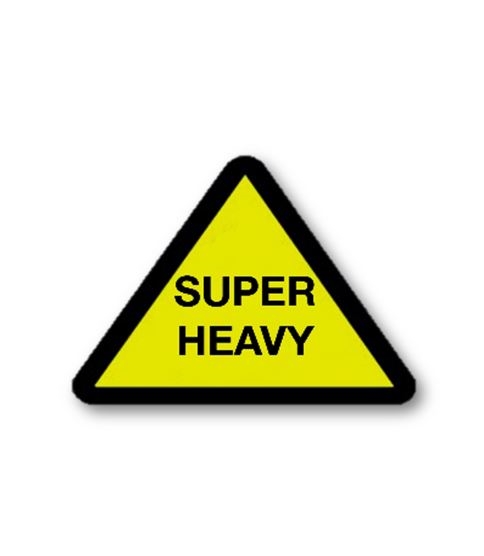 "SUPER HEAVY" TRIANGLE DECAL - BLACK ON YELLOW