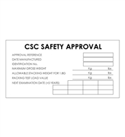 CSC SAFETY APPROVAL PLATE - 8" X 4" - SS