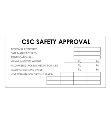 CSC SAFETY APPROVAL PLATE - 8" X 4" - SS