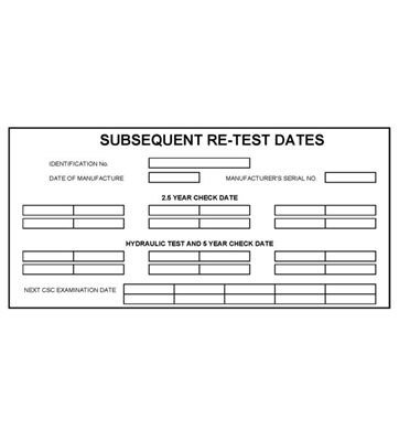 SUBSEQUENT TEST DATES PLATE - 8" X 4" - SS