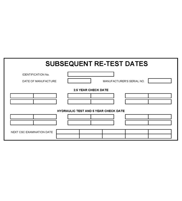 SUBSEQUENT TEST DATES PLATE - 8" X 4" - SS