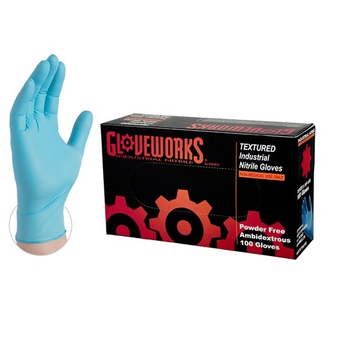 GLOVEWORKSÂ® TEXTURED BLUE NITRILE GLOVES