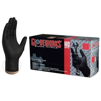 GloveworksÂ® HD Black Nitrile Industrial Latex Free Disposable Gloves